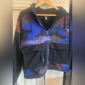 Free people FP movement Colorful Fleece Non Tucket Pullover Sweater 1/4 zip Sz S